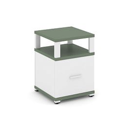 Concept Тумба приставная 1 распаш. фасад с надставкой CN.TUP-006 W Кобо/Белый Бриллиант/Металл Белый 420*420*750 - Фото предпросмотра