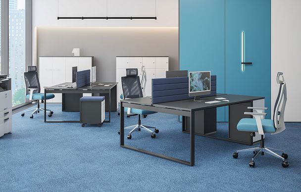 Стол Allegro 1400х700х750  / профиль О-образный: 70х20 антрацит; лючок: серебро; столешница: акация равелло - Вид 4