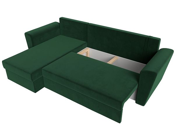 Угловой диван Амстердам Лайт левый (полностью велюр зеленый) - Вид 8