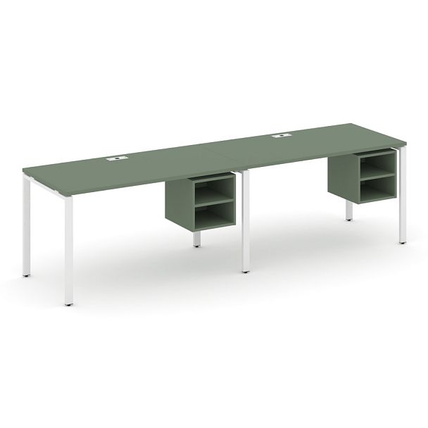 Concept Рабочая станция односторонняя с подвес. тумбами 2 места CN.ORS-105 Кобо/Металл Белый 1960*720*750 - Вид 1