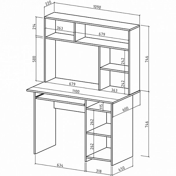 Стол компьютерный Лайт-3К СН - Вид 2