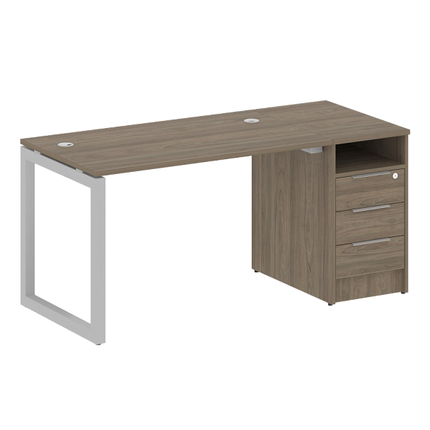 Metal System Quattro Р. ст. с тумбой на О-образном м/к 50БО.РС-СТП-1.2 Вяз/Серый металл 1612*720*750 - Вид 1