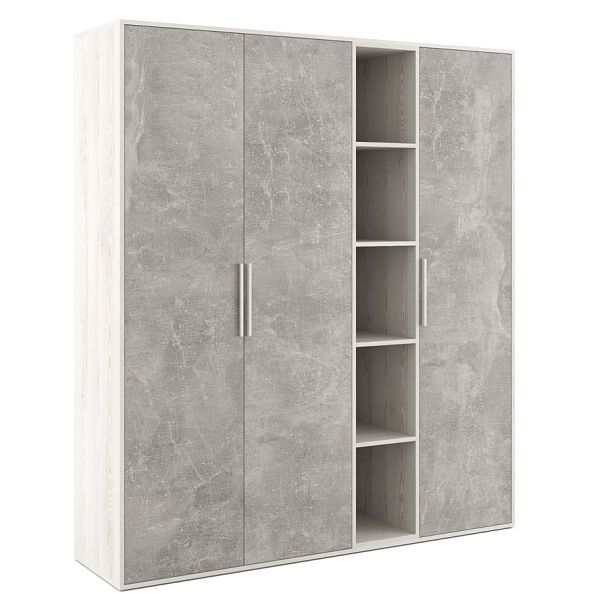 Шкаф высокий 3 створки, с нишей B-tone 168,8x45x191,7 сосна бетон светлый - Вид 1