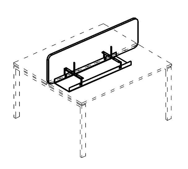 Экран настольный тканевый с кабель-каналом для стола 120 A4 А4 Б 861 С синий / металлокаркас антрацит - Вид 3