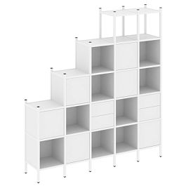 Loft Прямой стеллаж наборный VR.L-25 Белый бриллиант/Белый металл 2110*446*2280 - Фото предпросмотра