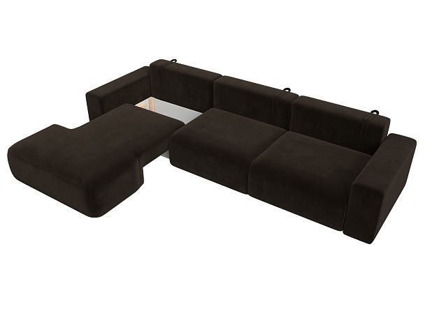 Диван угловой Лига-036 Классик Лонг левый угол Микровельвет коричневый - Вид 7