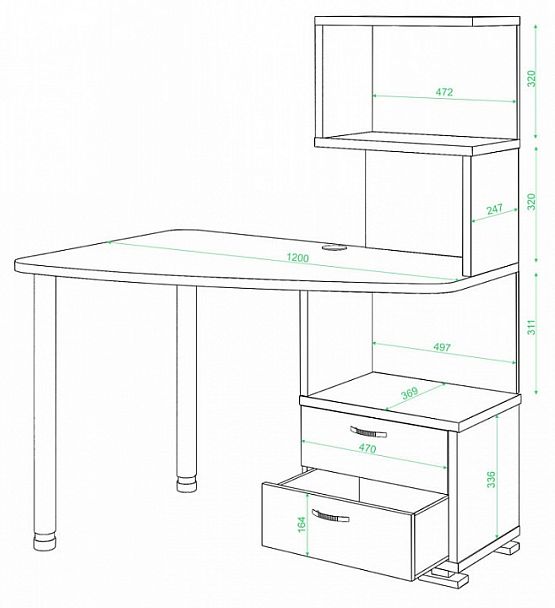 Стол компьютерный Домино СКМ-60 Карамель/Белый правый - Вид 2