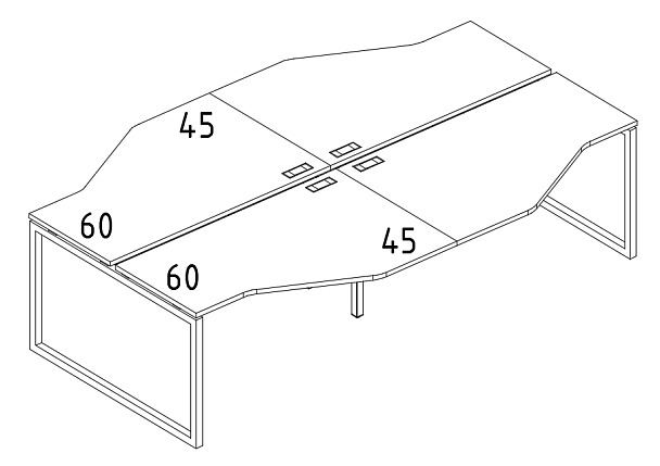 Рабочая станция столы (4х140) Техно каркас QUATTRO A4 А4 Б4 187-2 БП натуральный дуб / металлокаркас серый - Вид 3