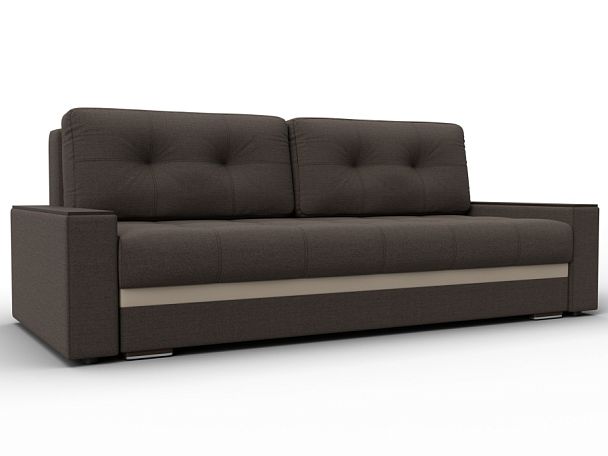 Диван прямой с декором Лига-096 НПБ Рогожка;Экокожа бежевый - Вид 1