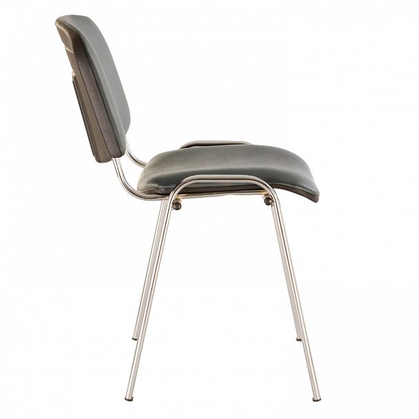 Стул для персонала и посетителей BRABIX "Iso CF-001", хромированный каркас, кожзам серый, 531426, стопируемый - Вид 4