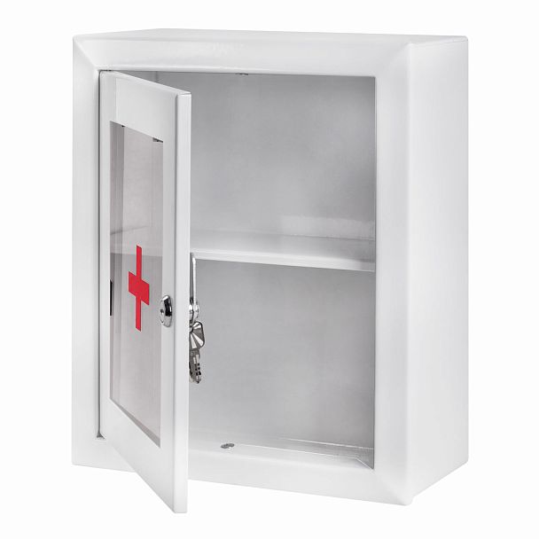 Шкафчик-аптечка металлический "Призма", навесной, 2 полки, ключевой замок, 330x280x140 мм - Вид 3