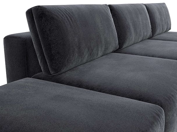 Диван угловой модульный с пуфом Лига-060 НПБ Лонг угол универсальный Велюр серый - Вид 4