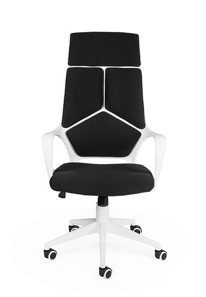 Кресло офисное / IQ / (white+black) белый пластик / черная ткань - Вид 2