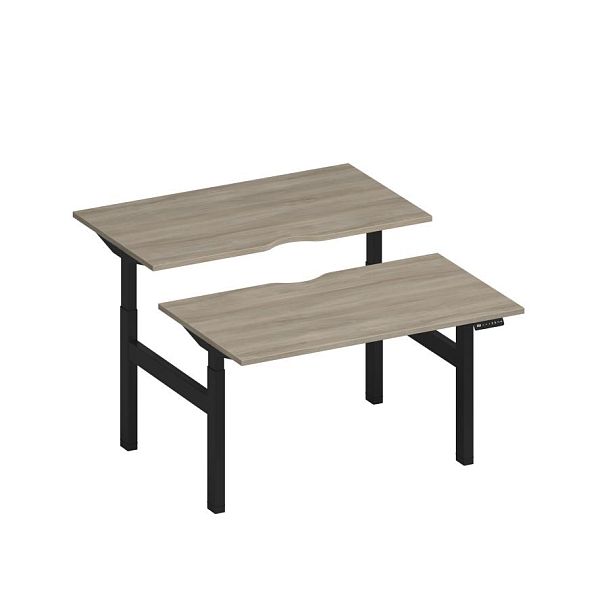 Рабочая станция на электроприводе с вырезами Elevo А2 ЧР 102.2 ВЛ вяз либерти/ черный гладкий - Вид 1