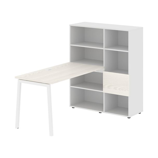 Стол-стеллаж ELRST 1113 Ясень Траун/Белый/Белый 1790х1120х1355 EDIS - Вид 1
