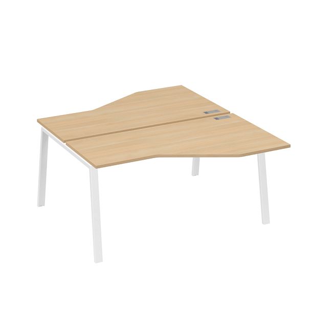 Рабочая станция каркас TRE столы (2х160) эргономичные Техно A4 А4 Б3 188  БП натуральный дуб / металлокаркас белый - Вид 1