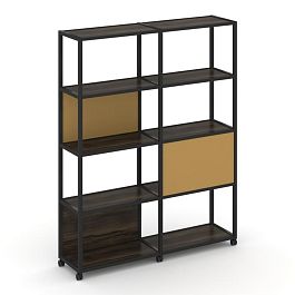 Shelf Mobile Стеллаж 5 уровней 2 секции VR.LT-STK-512.08 Дуб Мали/Металл Черный/W-31 1570*400*2000 - Фото предпросмотра