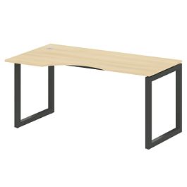 Metal System Quattro Стол криволинейный левый на О-образном м/к 50БО.СА-1 (L) Акация/Антрацит металл 1600*900*750 - Фото предпросмотра