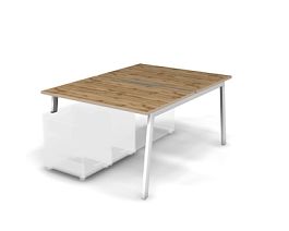 MATRIX 121В200-A Стол прямой, опора на тумбу, пров. вырез. (А-опоры) 1180х1590х775 Дуб Крафт/Белый - Фото предпросмотра