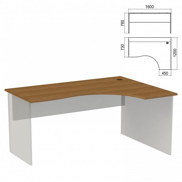 Стол эргономичный ЧАСТЬ 1 "Арго", 1600х1200х760 мм, правый, орех - Вид 2