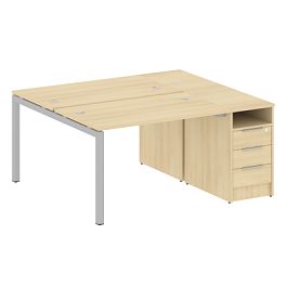 Metal System Quattro Р. ст. с тумбой на П-образном м/к 50БП.РС-СТП-2.2 Акация/Серый металл 1612*1475*750 - Фото предпросмотра