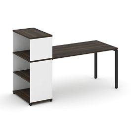 Concept Стол рабочий с опорным стеллажом с надставкой низ. CN.SP-211 Дуб Мали/Белый Бриллиант/Металл Черный 1800*720*1140 - Фото предпросмотра