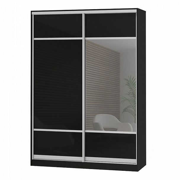 Шкаф Дерби 1600 ДСП-ЗР "Шкафы-купе" ПК-ДЕБ-Ш215Х160ДСЗ/1-В1-115 черный - Вид 1