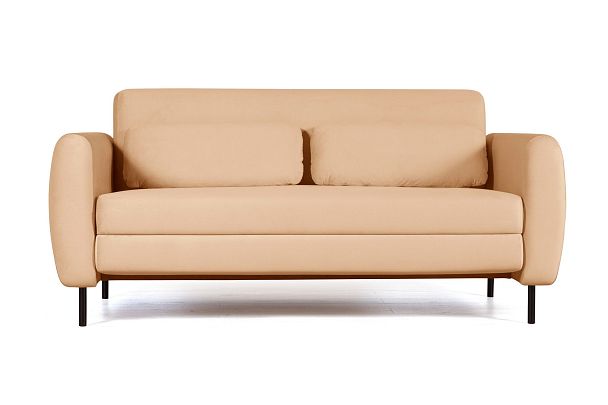 Siena диван-кровать прямой с подлокотниками, бархат бежевый 5 - Вид 2