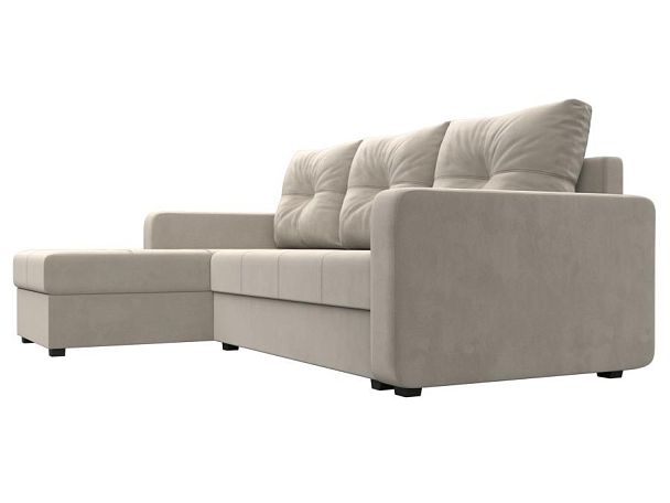 Диван угловой Ливерпуль Лайт левый угол Микровельвет бежевый - Вид 3