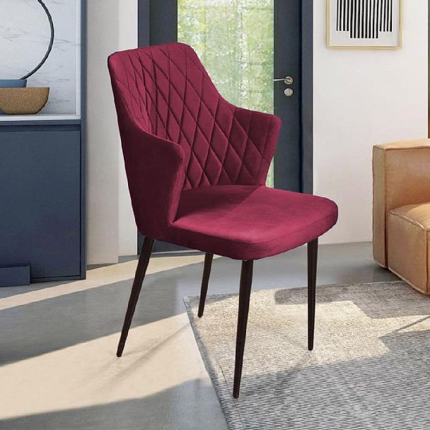 Стул с подлокотниками Hunt ромб, бархат красный 16 / чёрный конус - Вид 15
