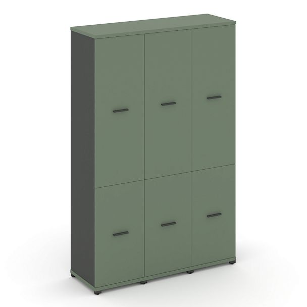 Concept Шкаф 3 узкие секции, 5 ниш CN.STU-532 A Кобо/Антрацит/Металл Антрацит 1252*420*1922 - Вид 1