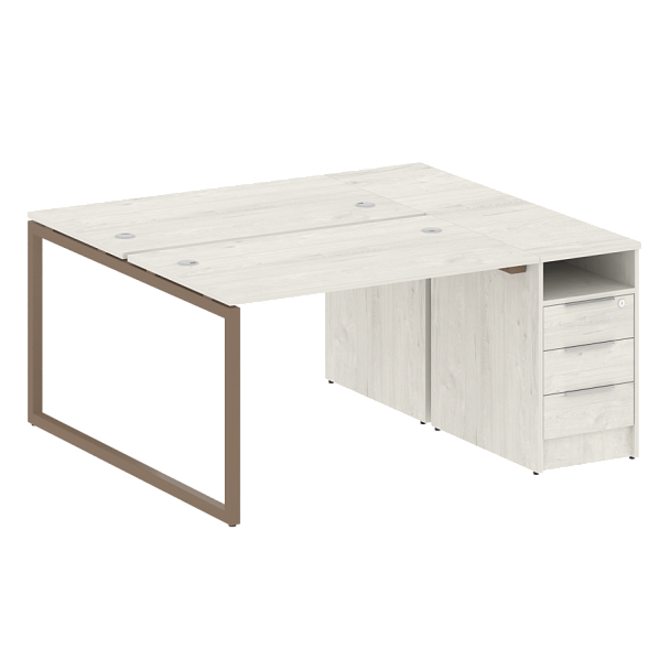 Metal System Quattro Р. ст. с тумбой на О-образном м/к 40БО.РС-СТП-2.2 Дуб наварра/Мокко металл 1612*1475*750 - Вид 1