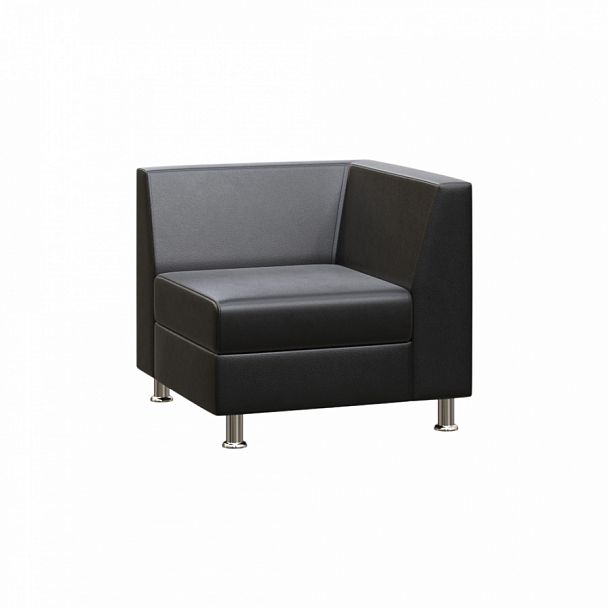 Секция с подлокотником одноместная левый "PRIME" PR.SP-1(L) черный кз - Вид 1