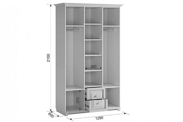 Белла Шкаф 3-створчатый SMB-11.1651 белый/джелато софт - Вид 5