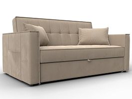 Диван прямой Лига-104 (140) Велюр бежевый - Фото предпросмотра