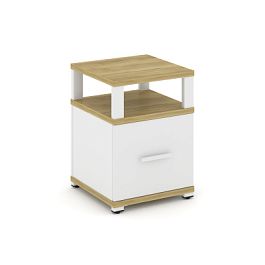 Concept Тумба приставная 1 распаш. фасад с надставкой CN.TUP-005 W Дуб Винченцо/Белый Бриллиант/Металл Белый 420*420*583 - Фото предпросмотра
