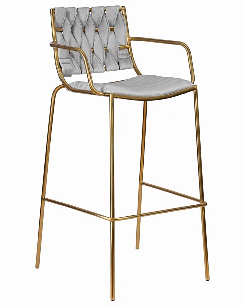 Стул барный DOBRIN MILLER GOLD (светло-серый велюр (135-37)) - Вид 1