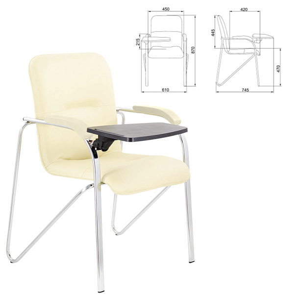 Кресло со столом BRABIX "Samba CF-108 BOX-2", хром каркас, кожзам бежевый, разобрано, 533219 - Вид 3