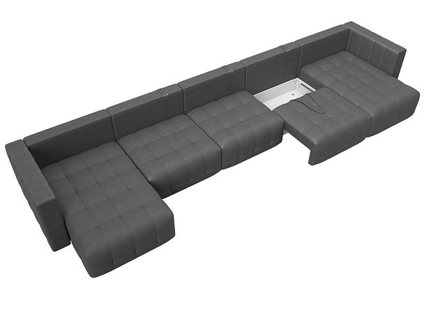Диван П-образный Лига-052 НПБ МегаЛонг Замша серый - Вид 7