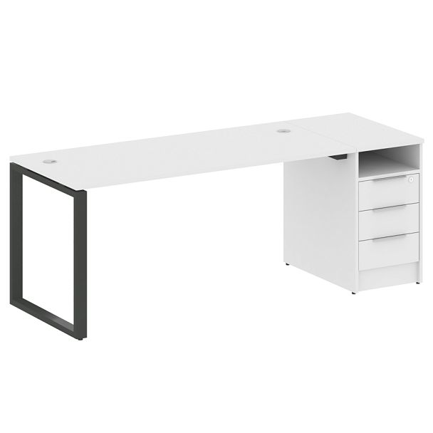 Metal System Р. ст. с тумбой на О-образном м/к БО.РС-СТП-1.4 Белый/Антрацит металл 2012*720*750 - Вид 1