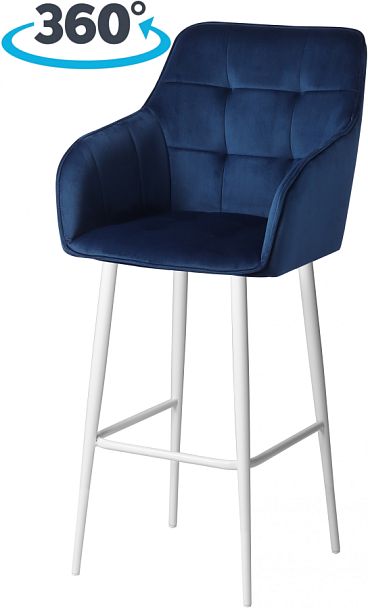 Барное поворотное кресло Мони К, Confetti blue/белый - Вид 1