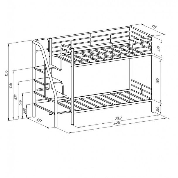 Двухъярусная кровать "Толедо П" черный - Вид 3
