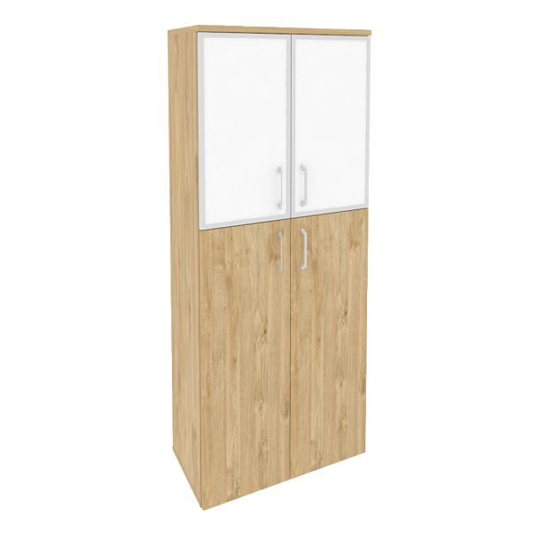 Onix Шкаф высокий широкий O.ST-1.7 R white Тиквуд светлый/Стекло 800*420*1977 - Вид 1