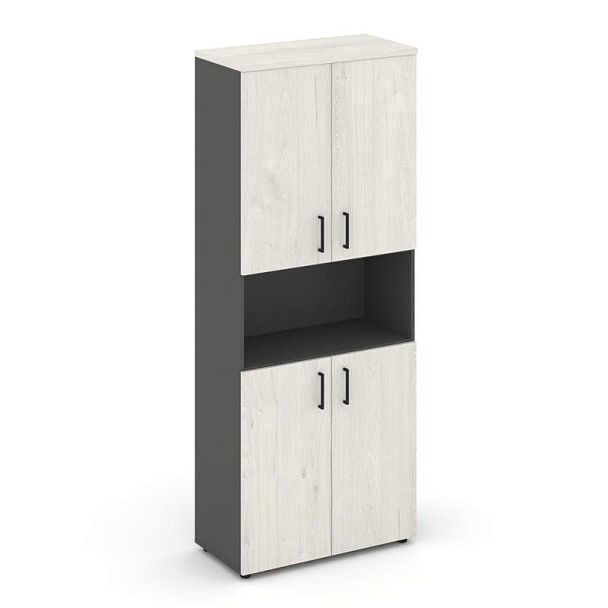 Style Project Шкаф высокий широкий SN.STS-107 Антрацит/Дуб Наварра/Черный Ручки 796*400*1982 - Вид 1