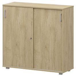 Стеллаж с раздвижными дверями НТ-412 Баттл Рок 1200x442x1283 Аргентум - Фото предпросмотра