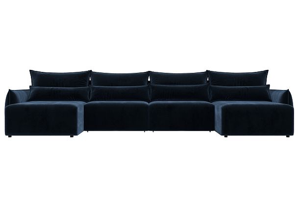 Диван П-образный Лига-051 НПБ Лонг Велюр синий - Вид 2