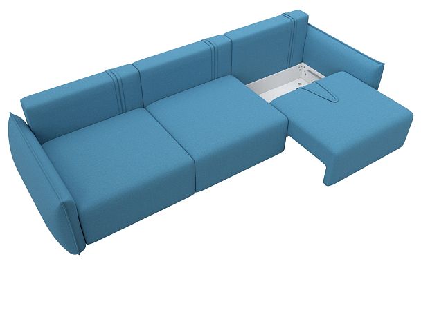 Диван прямой Лига-051 НПБ Лонг Рогожка голубой - Вид 7