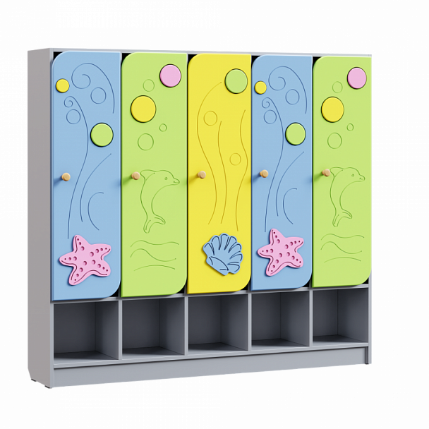 Шкаф 5-ти секционный с нишей под обувь Морская волна ШФН-21 - Вид 1