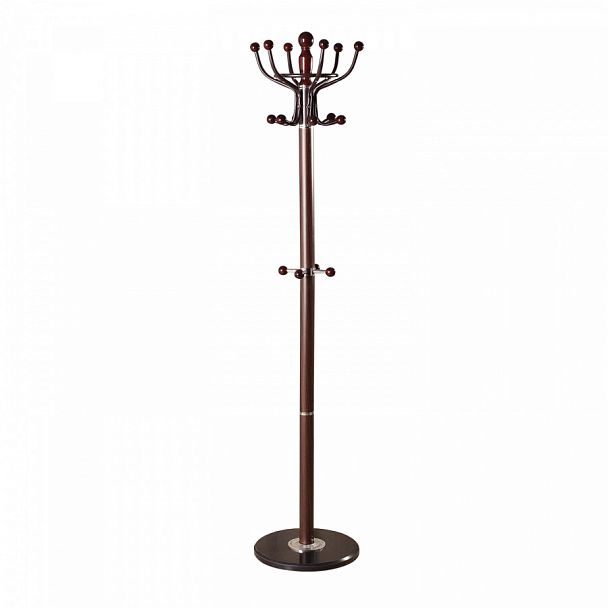Вешалка-стойка BRABIX "CR-282", металл/мрамор, 1,8 м, на диске диаметром 36 см, 6 крючков + 4 дополнительных, коричневая, 601745 - Вид 1
