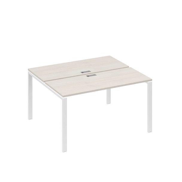 Рабочая станция на каркасе UNO столы 2х140 A4 А4 Б1 171 БП дуб / металлокаркас белый - Вид 1